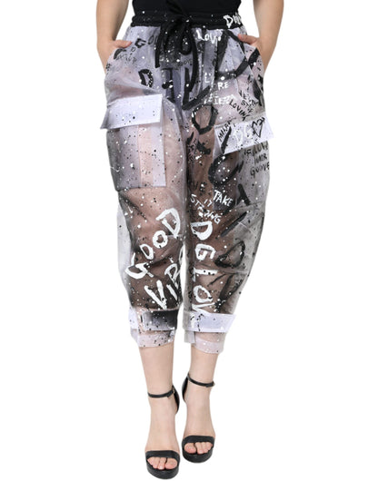 Dolce & Gabbana White See Through Logo Cropped Cargo Pants - IT40|S