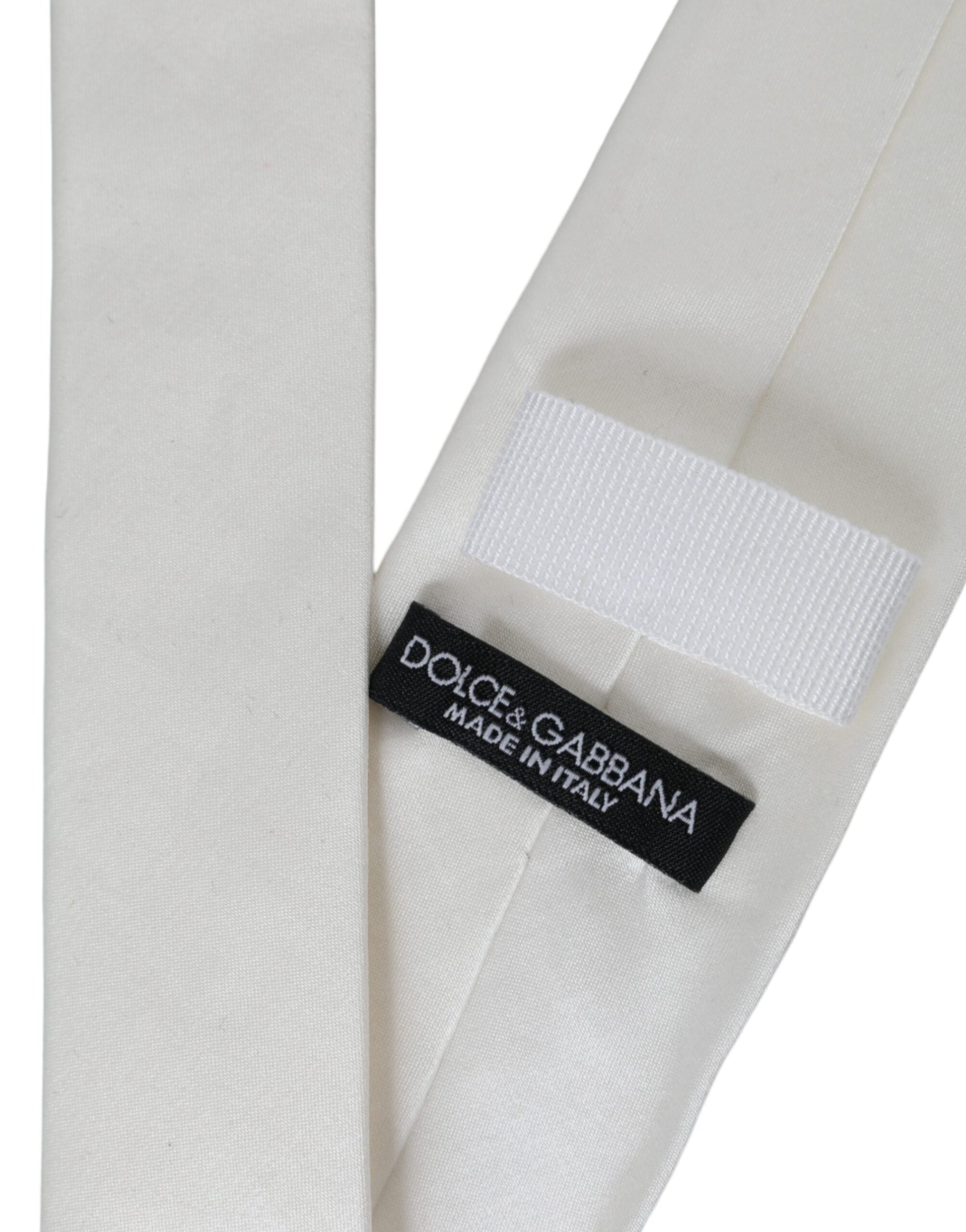 Dolce & Gabbana White Silk Blend Adjustable Tie