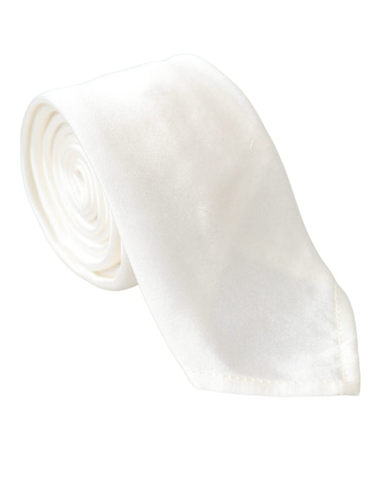 Dolce & Gabbana White Silk Blend Adjustable Tie