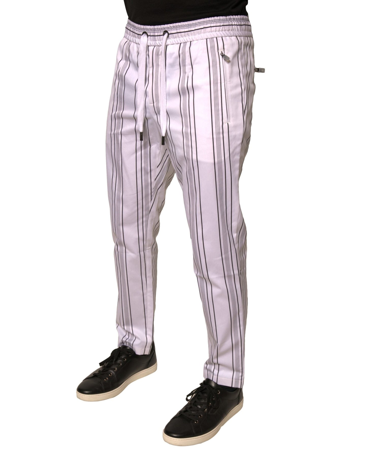 Dolce & Gabbana White Stripe Cotton Dress Skinny Pants - IT46 | S