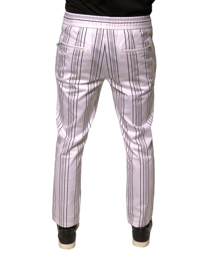 Dolce & Gabbana White Stripe Cotton Dress Skinny Pants - IT46 | S