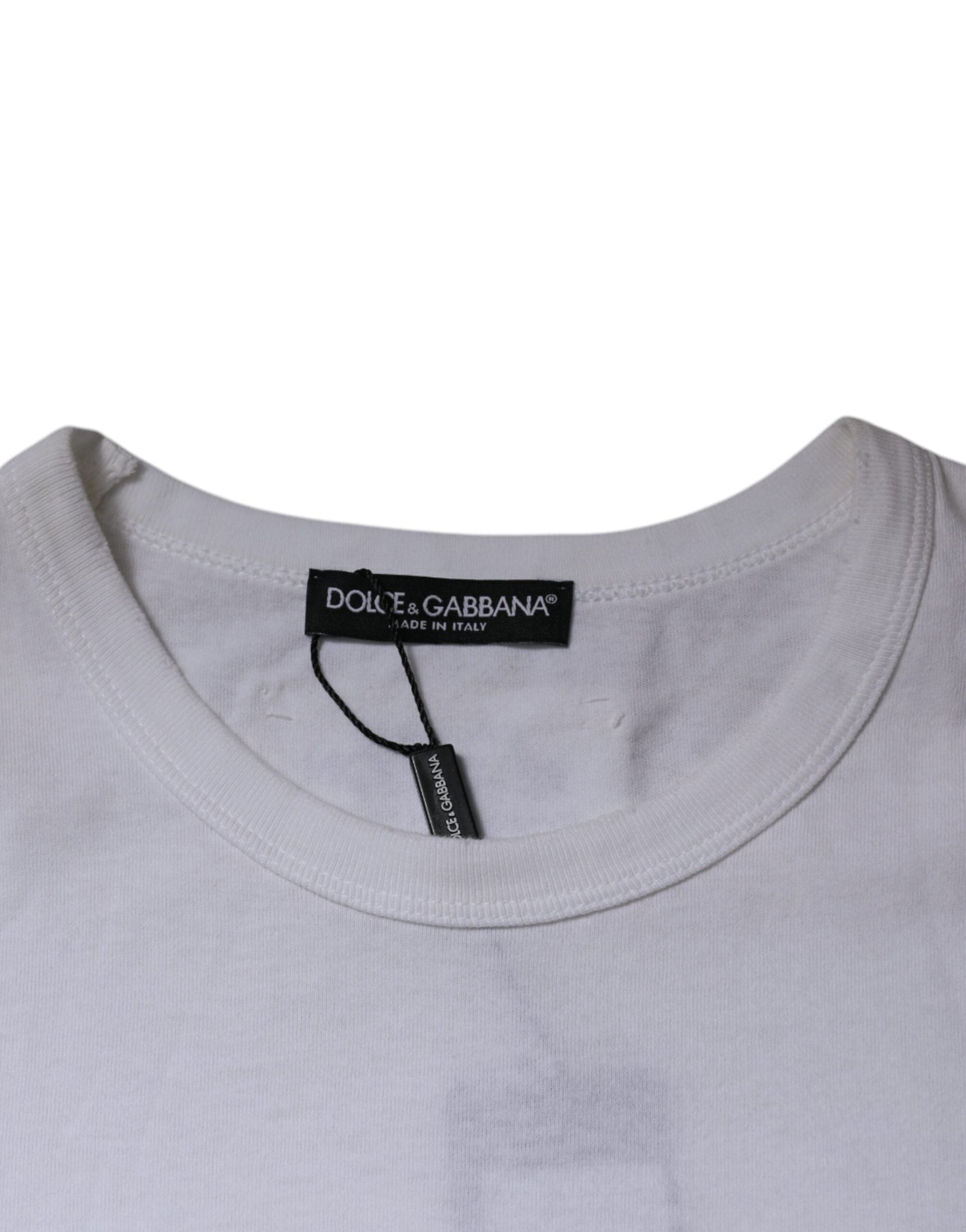 Dolce & Gabbana White Stripes Crew Neck Short Sleeves T-shirt - IT48 | M