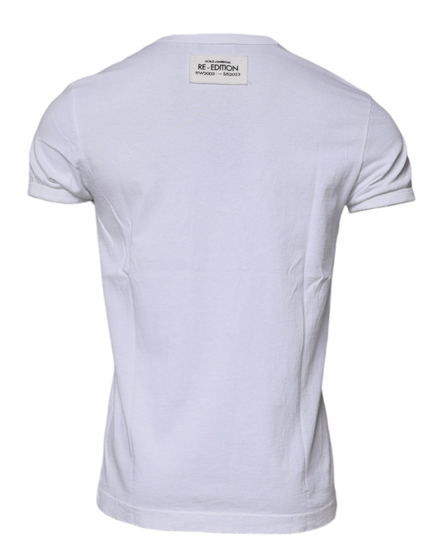 Dolce & Gabbana White Stripes Crew Neck Short Sleeves T-shirt - IT48 | M