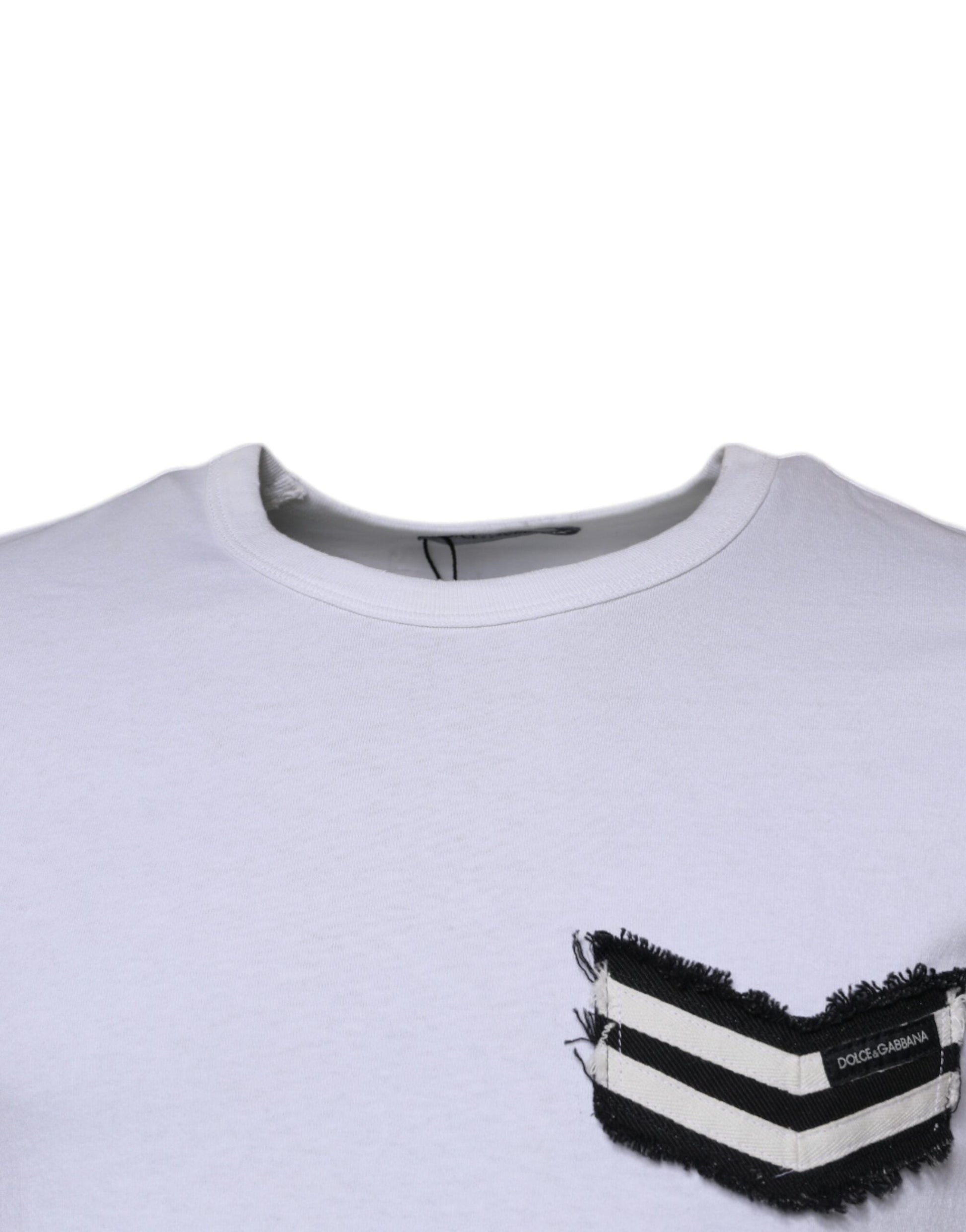 Dolce & Gabbana White Stripes Crew Neck Short Sleeves T-shirt - IT48 | M