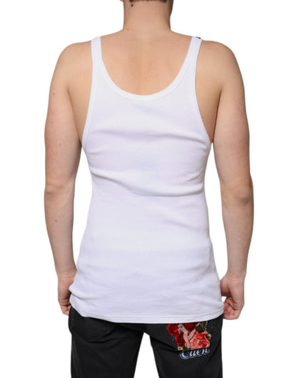 Dolce & Gabbana White Tank Sleeveless Round Neck T-shirt - IT5 | M