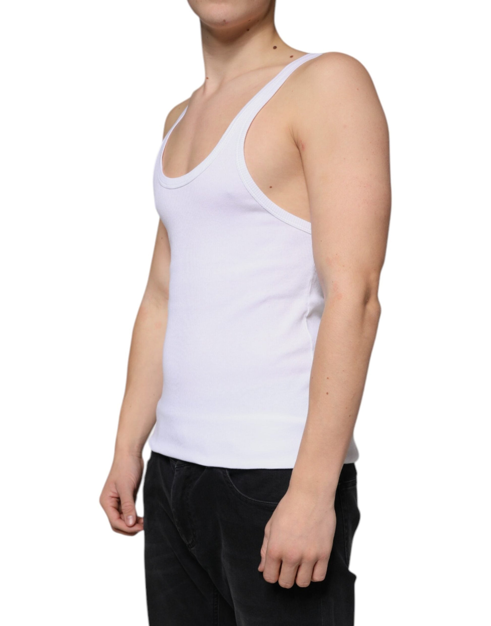 Dolce & Gabbana White Tank Sleeveless Round Neck T-shirt - IT5 | M