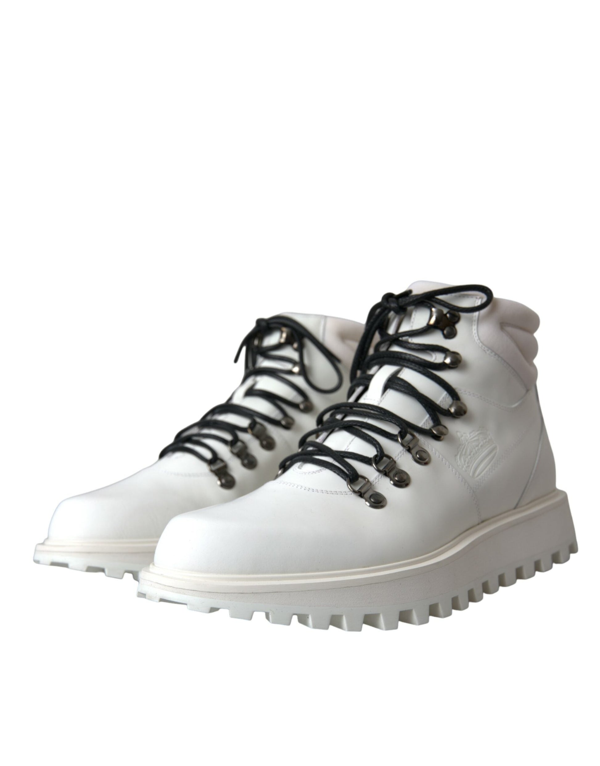 Dolce & Gabbana White Vulcano Trekking Men Ankle Boots Shoes - EU42/US9