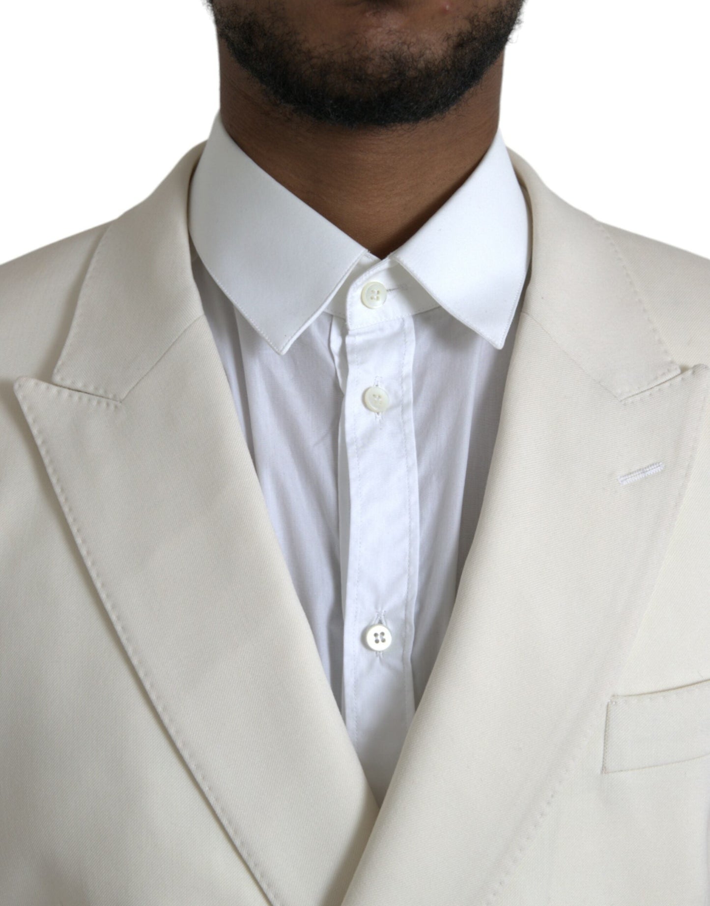 Dolce & Gabbana White Wool MARTINI Double Breasted Blazer - IT50 | L