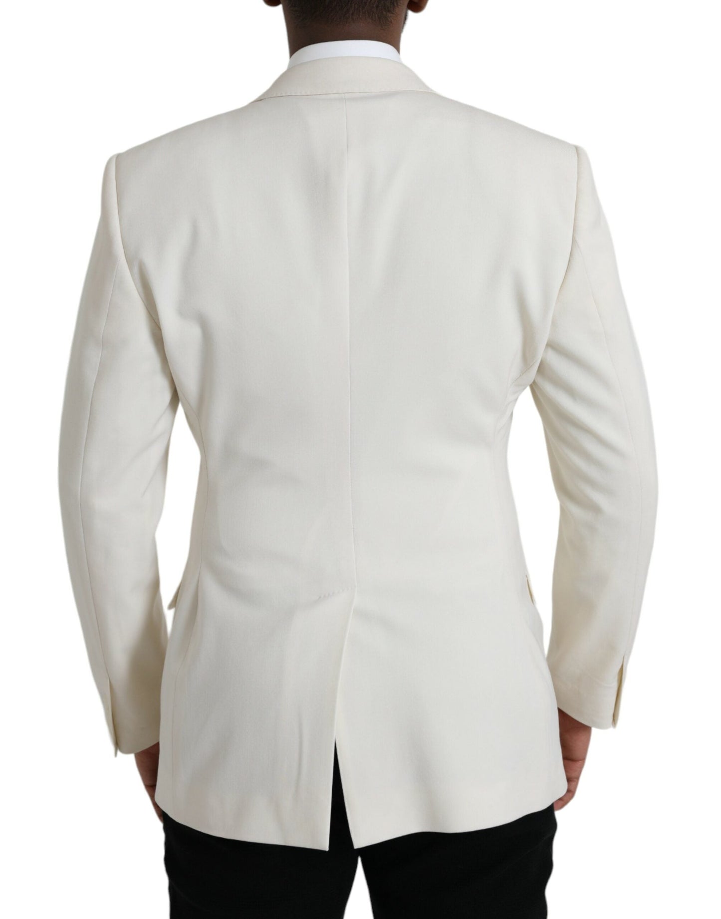 Dolce & Gabbana White Wool MARTINI Double Breasted Blazer - IT50 | L