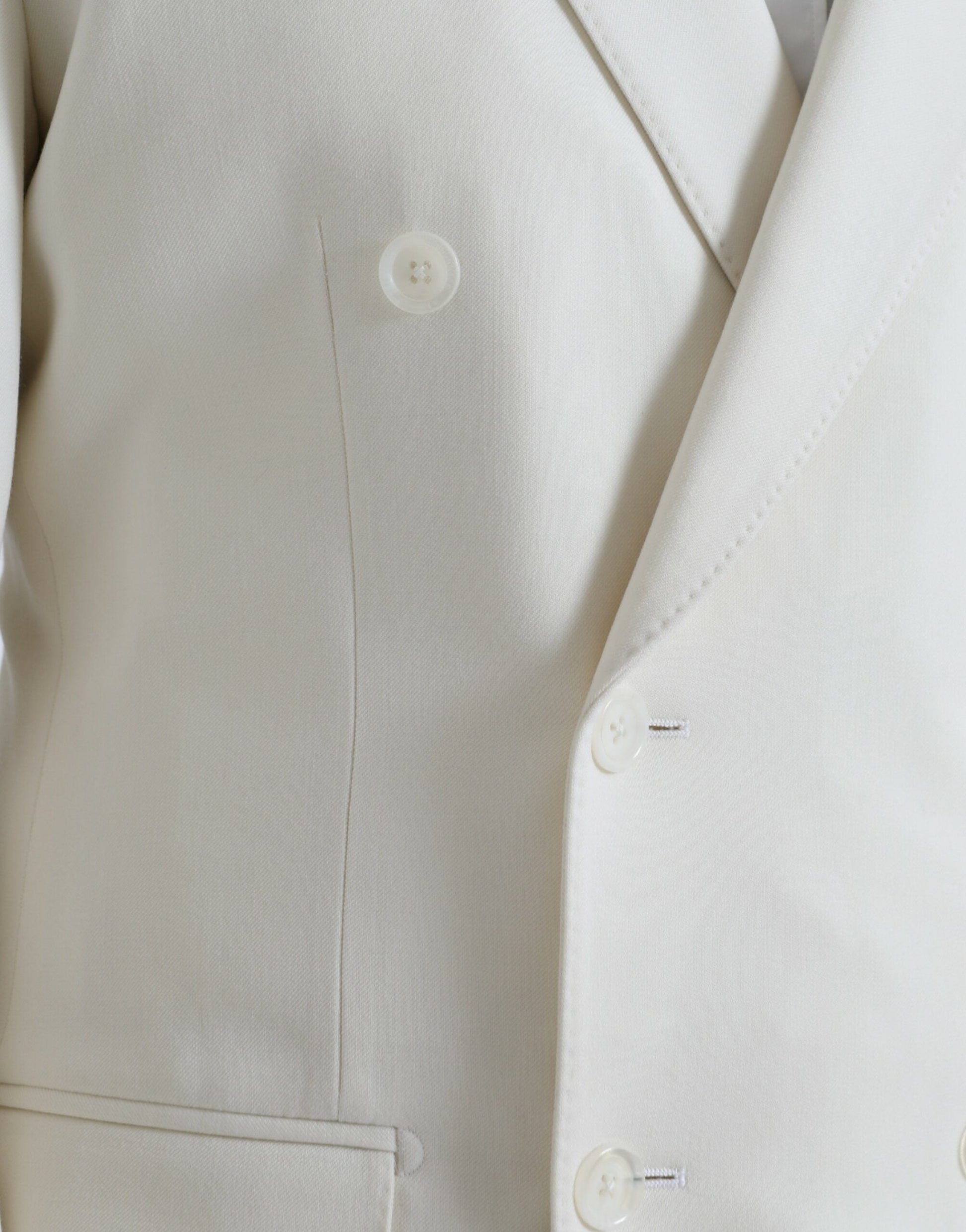 Dolce & Gabbana White Wool MARTINI Double Breasted Blazer - IT50 | L