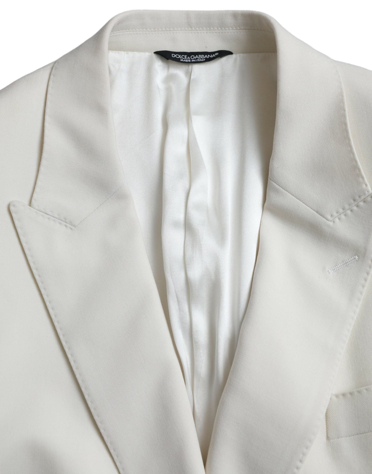 Dolce & Gabbana White Wool MARTINI Double Breasted Blazer - IT50 | L