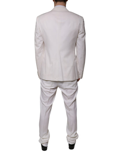 Dolce & Gabbana White Wool Silk 3 Piece SlimFit Formal Suit - IT52 | XL