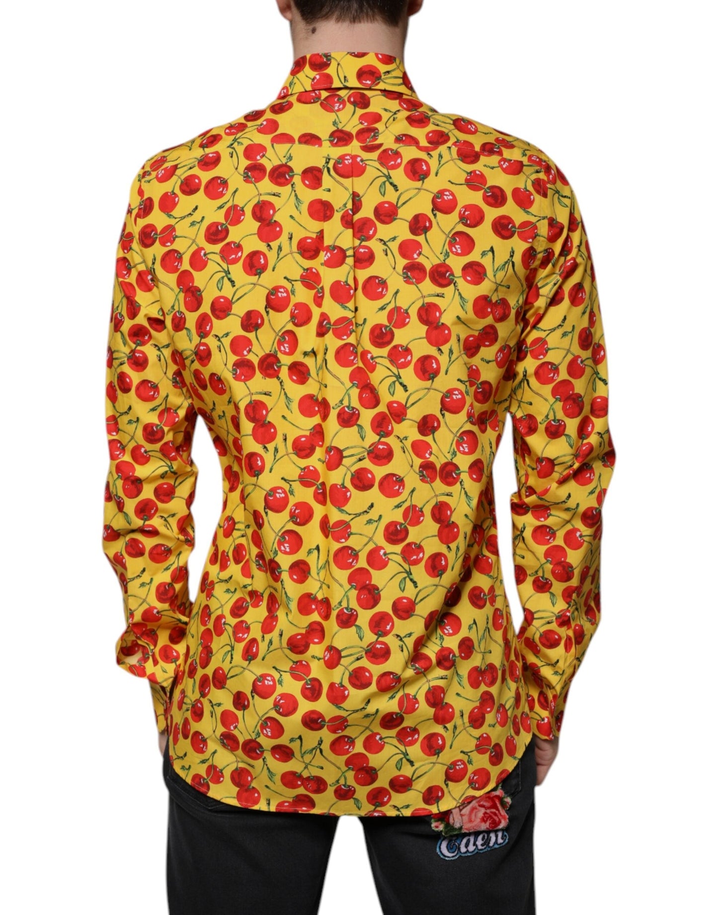 Dolce & Gabbana Yellow Cherry Cotton MARTINI Dress Shirt - IT40 | M