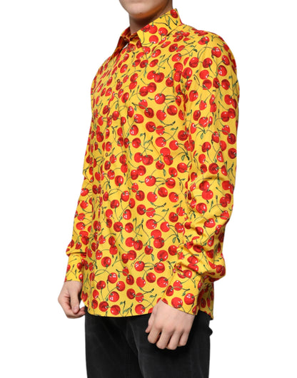 Dolce & Gabbana Yellow Cherry Cotton MARTINI Dress Shirt - IT40 | M