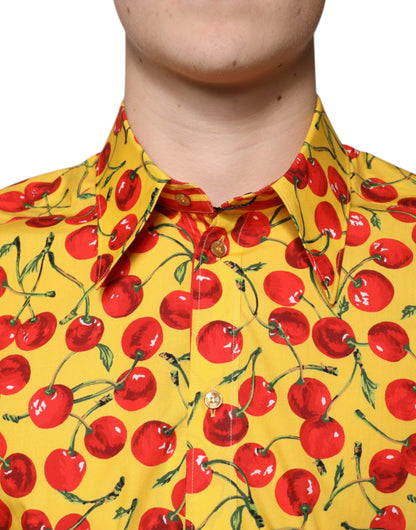 Dolce & Gabbana Yellow Cherry Cotton MARTINI Dress Shirt - IT40 | M