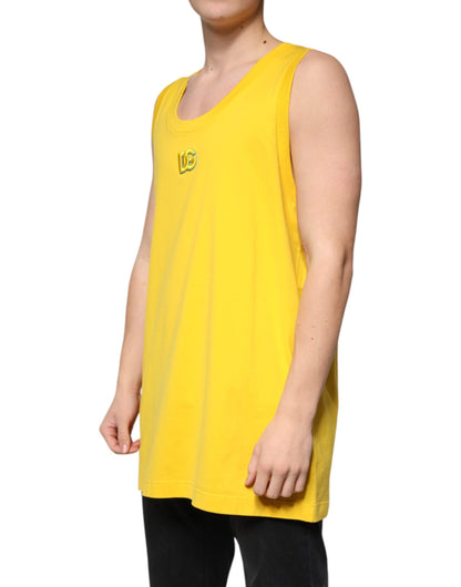 Dolce & Gabbana Yellow Cotton Round Neck Sleeveless T-shirt - IT50 | L