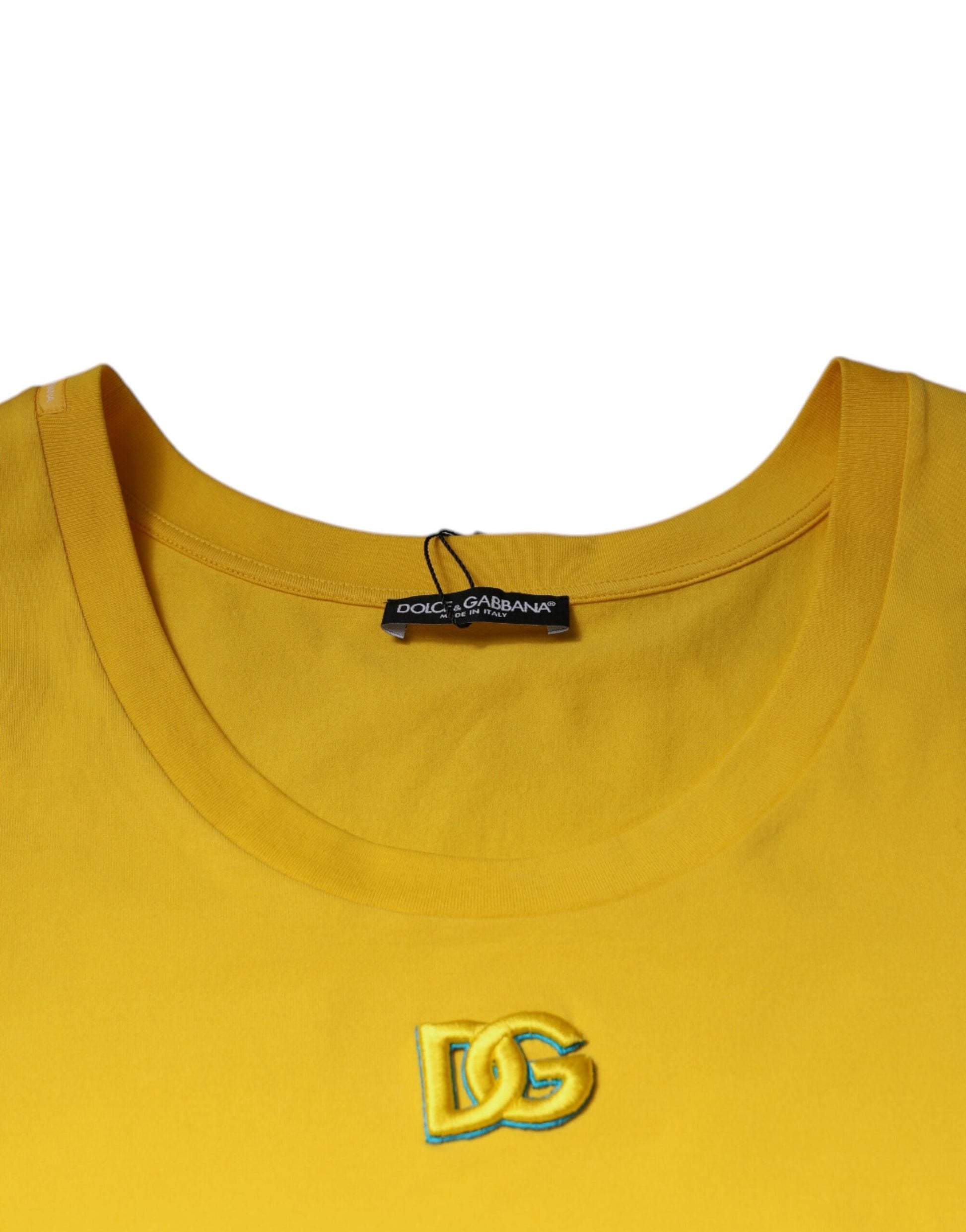 Dolce & Gabbana Yellow Cotton Round Neck Sleeveless T-shirt - IT50 | L