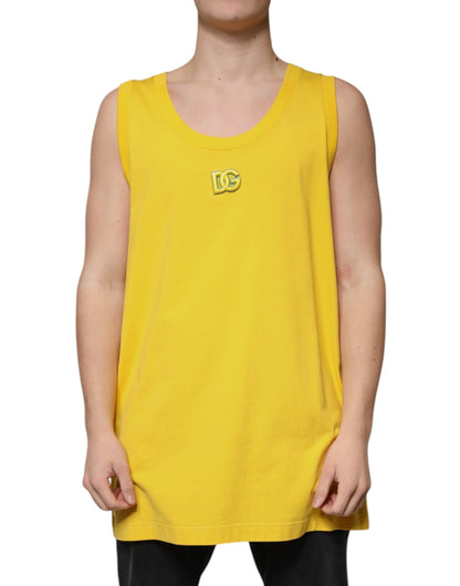 Dolce & Gabbana Yellow Cotton Round Neck Sleeveless T-shirt - IT50 | L