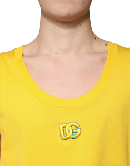 Dolce & Gabbana Yellow Cotton Round Neck Sleeveless T-shirt - IT50 | L