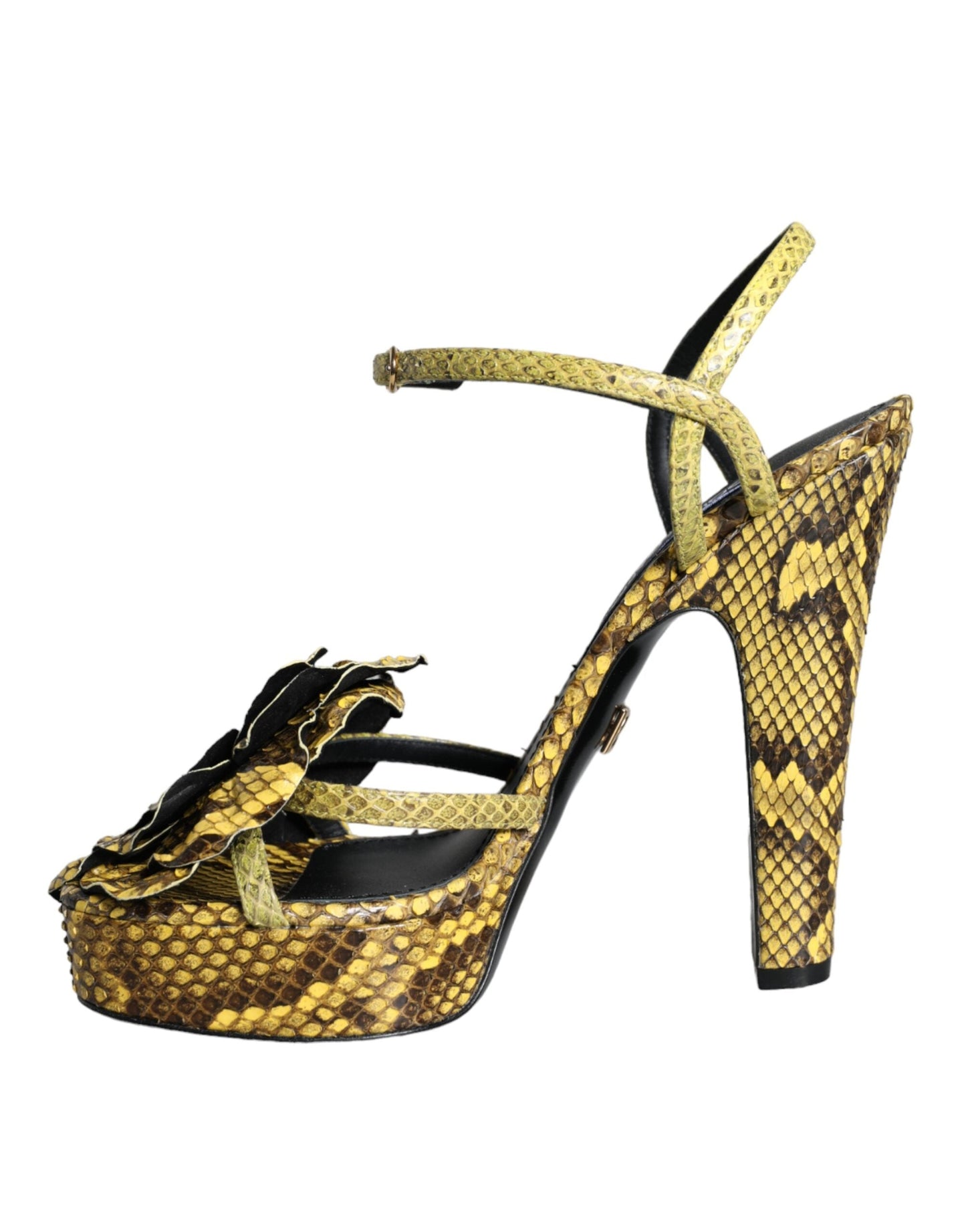 Dolce & Gabbana Yellow Exotic Leather Ankle Strap Heels Sandals Shoes - EU39/US8.5