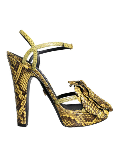 Dolce & Gabbana Yellow Exotic Leather Ankle Strap Heels Sandals Shoes - EU39/US8.5