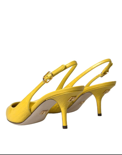 Dolce & Gabbana Yellow Leather Slingbacks Heels Shoes - EU39/US8.5