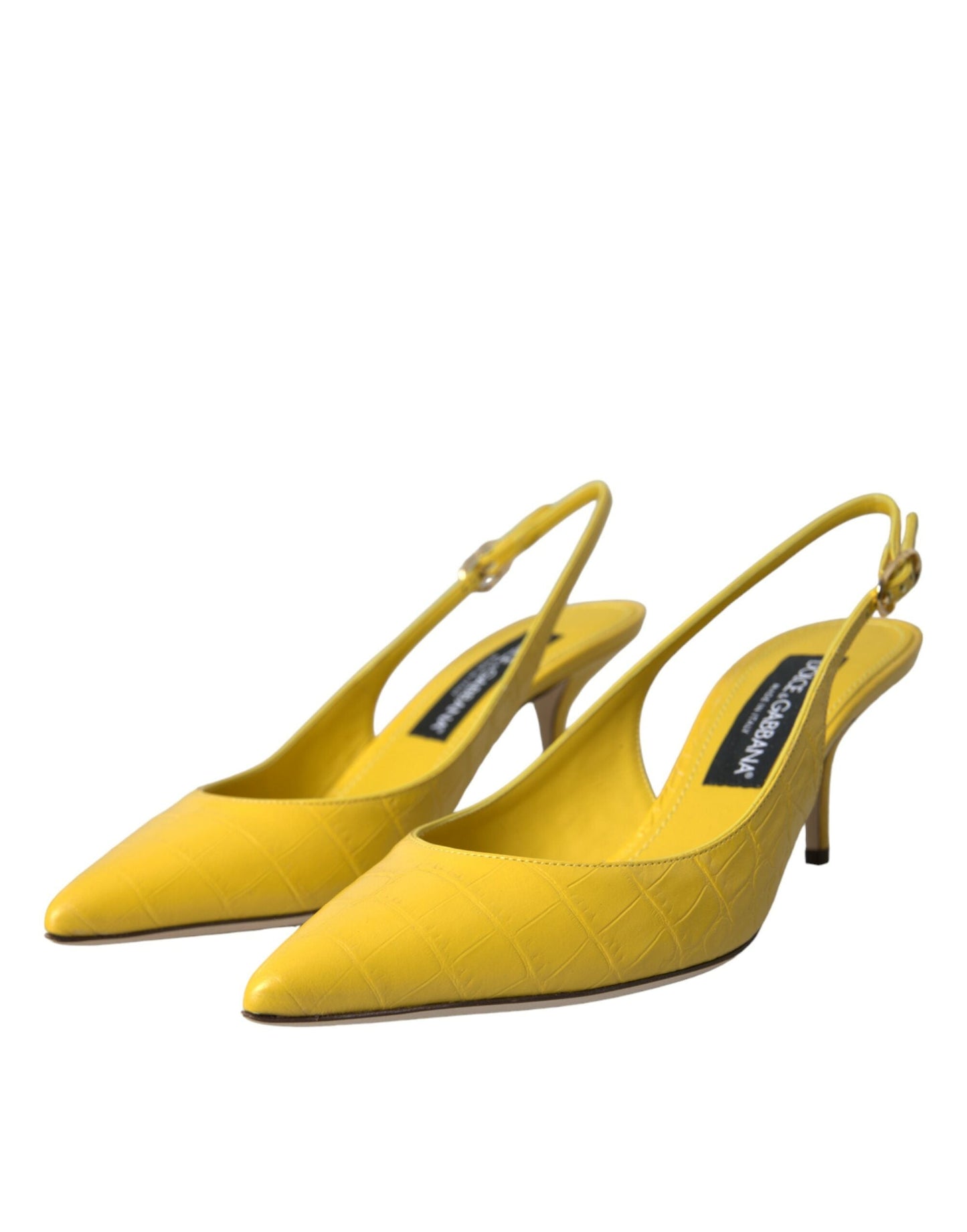 Dolce & Gabbana Yellow Leather Slingbacks Heels Shoes - EU39/US8.5