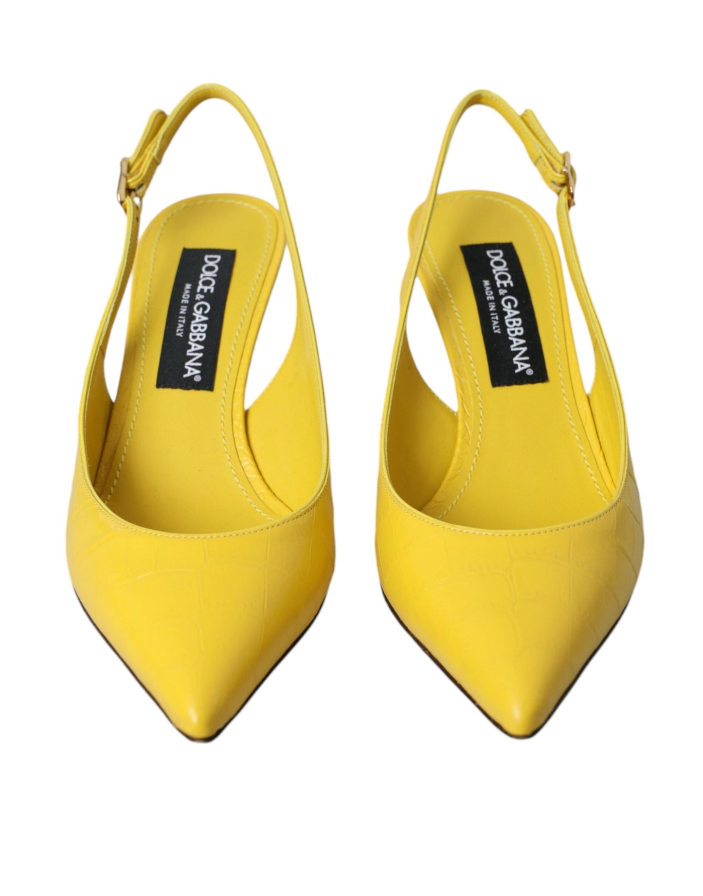 Dolce & Gabbana Yellow Leather Slingbacks Heels Shoes - EU39/US8.5