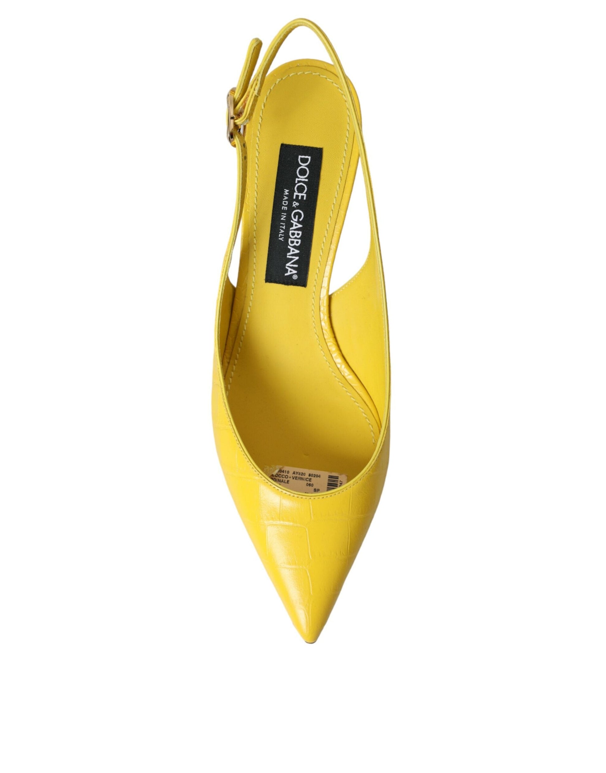 Dolce & Gabbana Yellow Leather Slingbacks Heels Shoes - EU39/US8.5