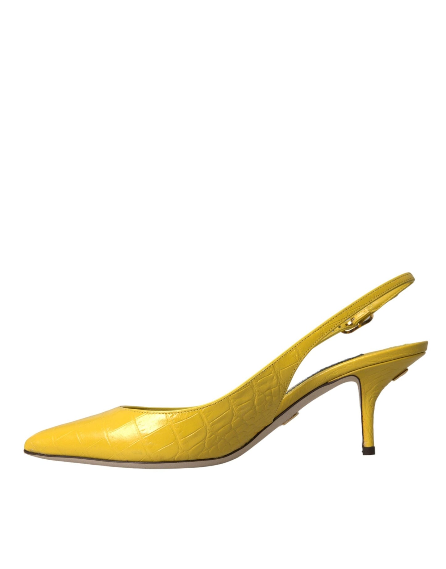 Dolce & Gabbana Yellow Leather Slingbacks Heels Shoes - EU39/US8.5