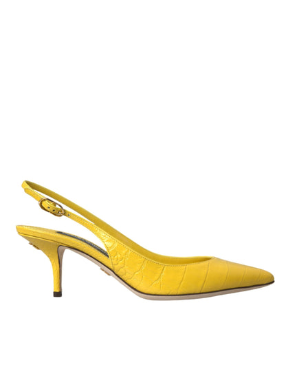 Dolce & Gabbana Yellow Leather Slingbacks Heels Shoes - EU39/US8.5