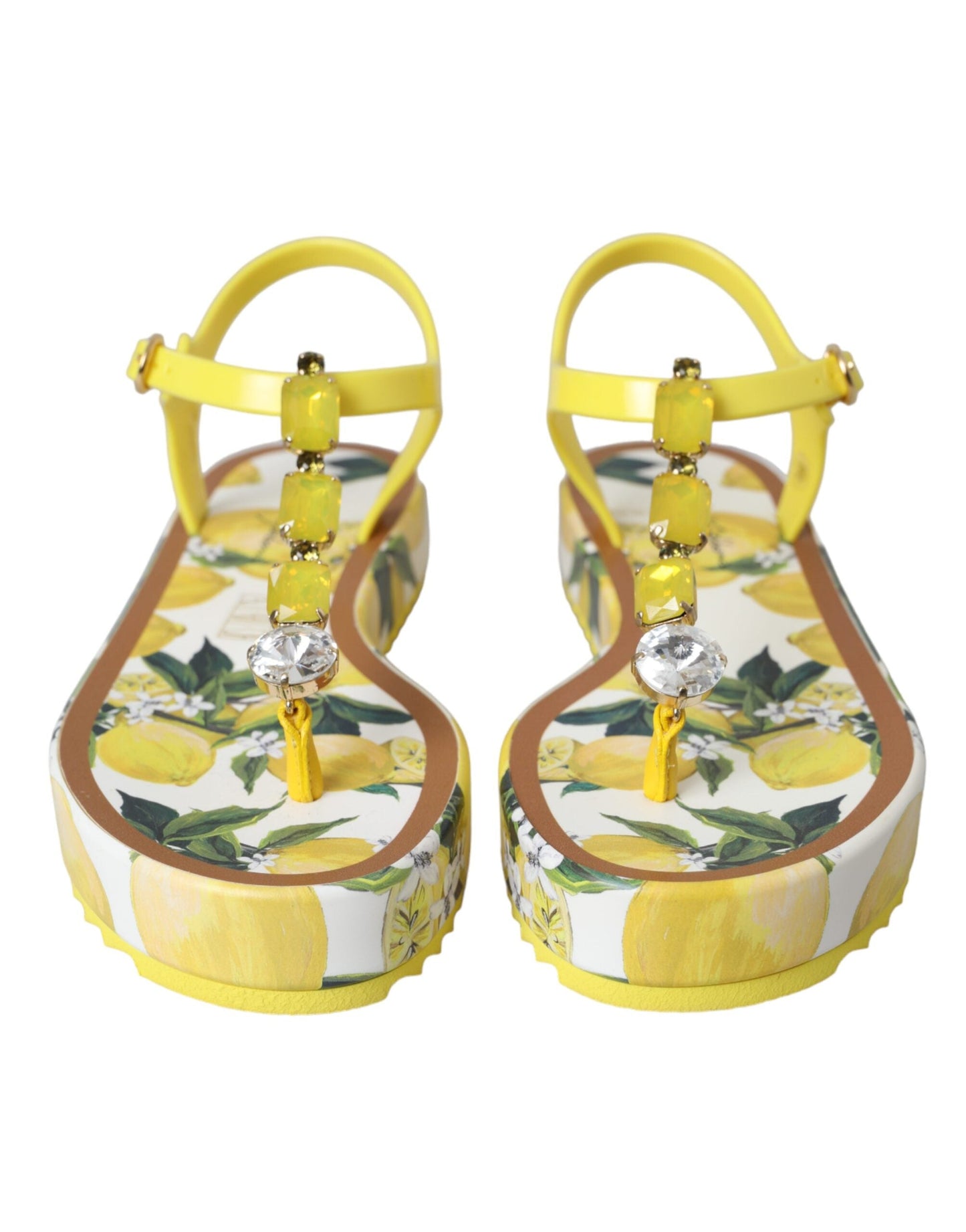 Dolce & Gabbana Yellow Lemon Beachwear Flats Sandals Shoes - EU35/US4.5