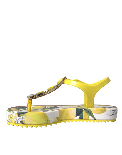 Dolce & Gabbana Yellow Lemon Beachwear Flats Sandals Shoes - EU35/US4.5