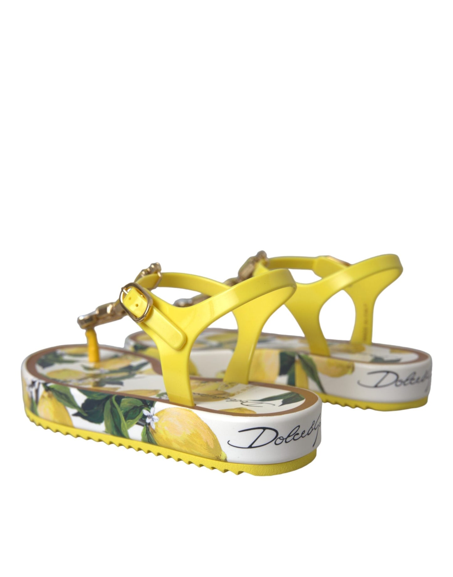 Dolce & Gabbana Yellow Lemon Beachwear Flats Sandals Shoes - EU35/US4.5