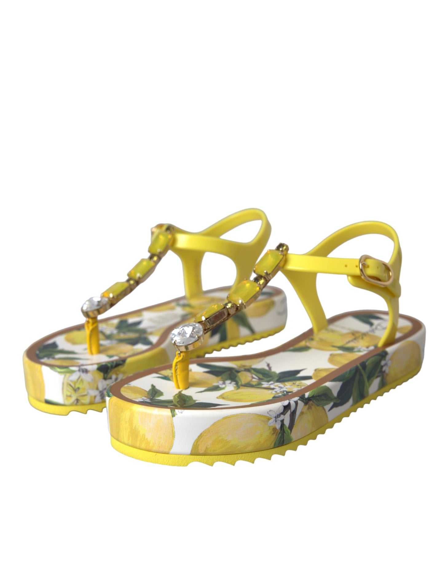 Dolce & Gabbana Yellow Lemon Beachwear Flats Sandals Shoes - EU35/US4.5