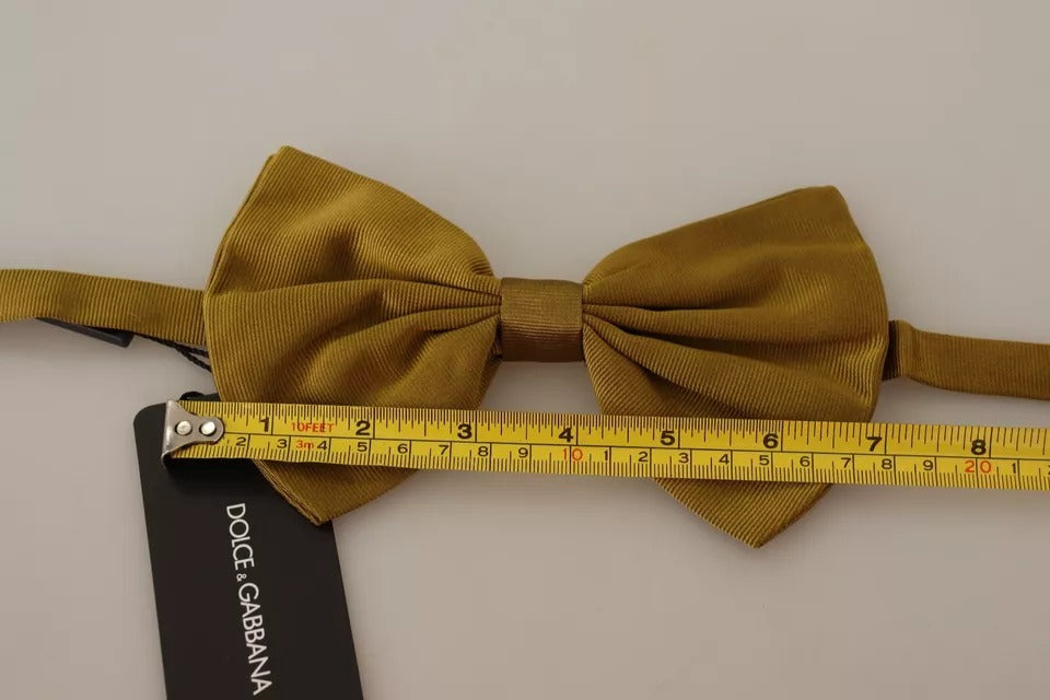 Dolce & Gabbana Yellow Mustard 100% Silk Butterfly Bow Tie