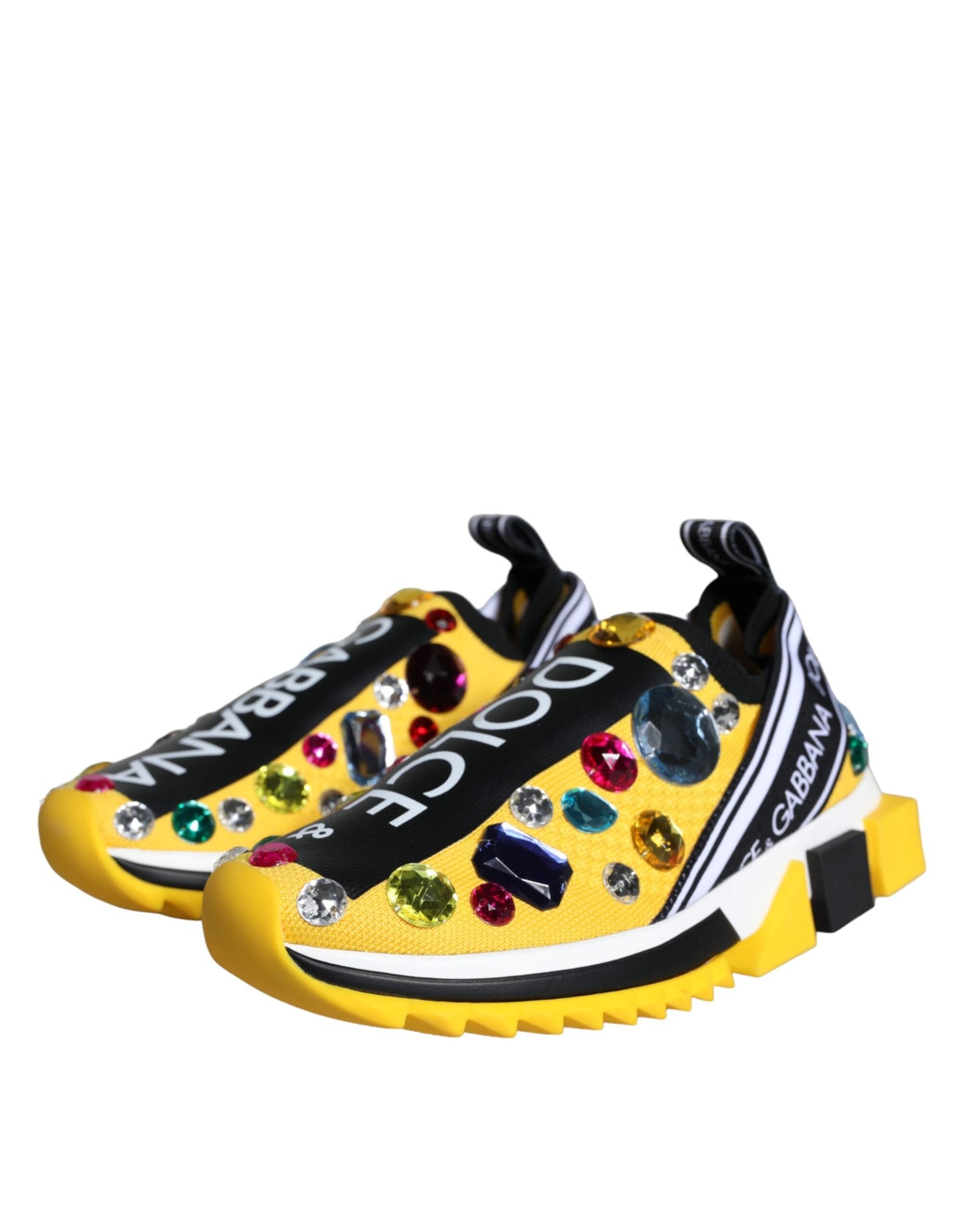 Dolce & Gabbana Yellow Sorrento Crystals Sneakers Womens Shoes - EU37/US6.5