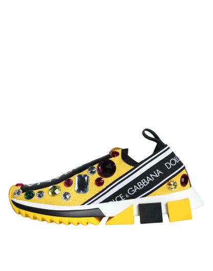 Dolce & Gabbana Yellow Sorrento Crystals Sneakers Womens Shoes - EU37/US6.5