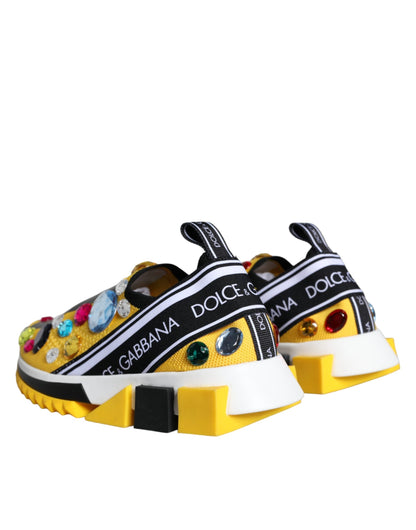 Dolce & Gabbana Yellow Sorrento Crystals Sneakers Womens Shoes - EU37/US6.5