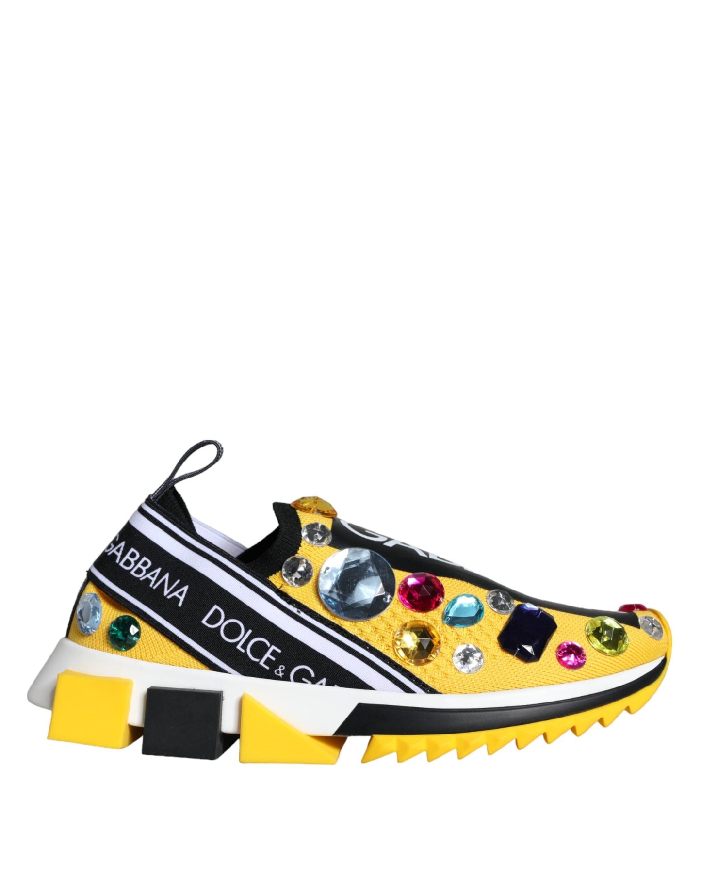 Dolce & Gabbana Yellow Sorrento Crystals Sneakers Womens Shoes - EU37/US6.5