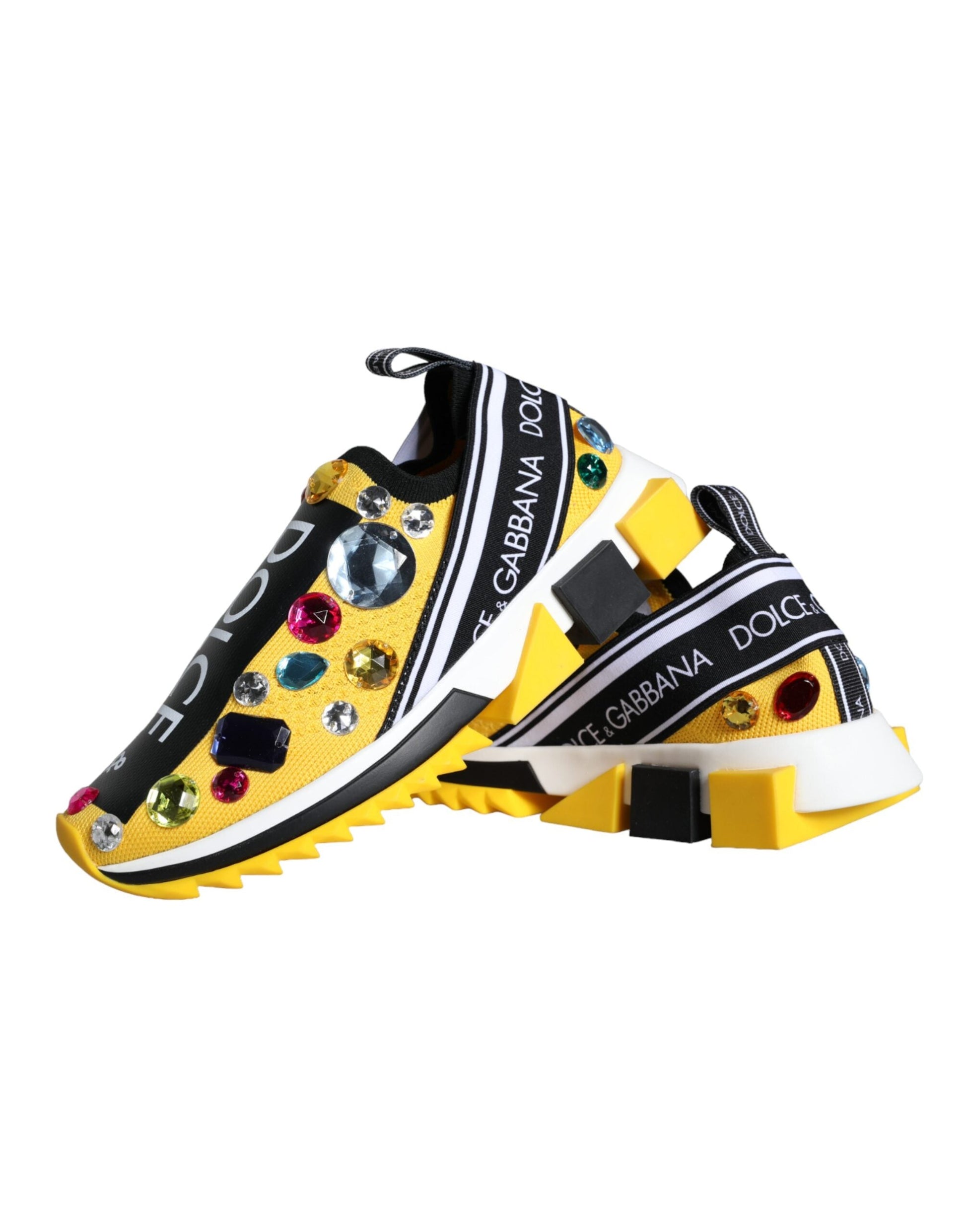 Dolce & Gabbana Yellow Sorrento Crystals Sneakers Womens Shoes - EU37/US6.5