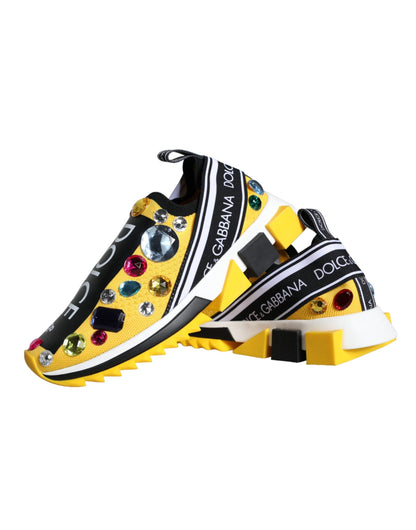 Dolce & Gabbana Yellow Sorrento Crystals Sneakers Womens Shoes - EU37/US6.5