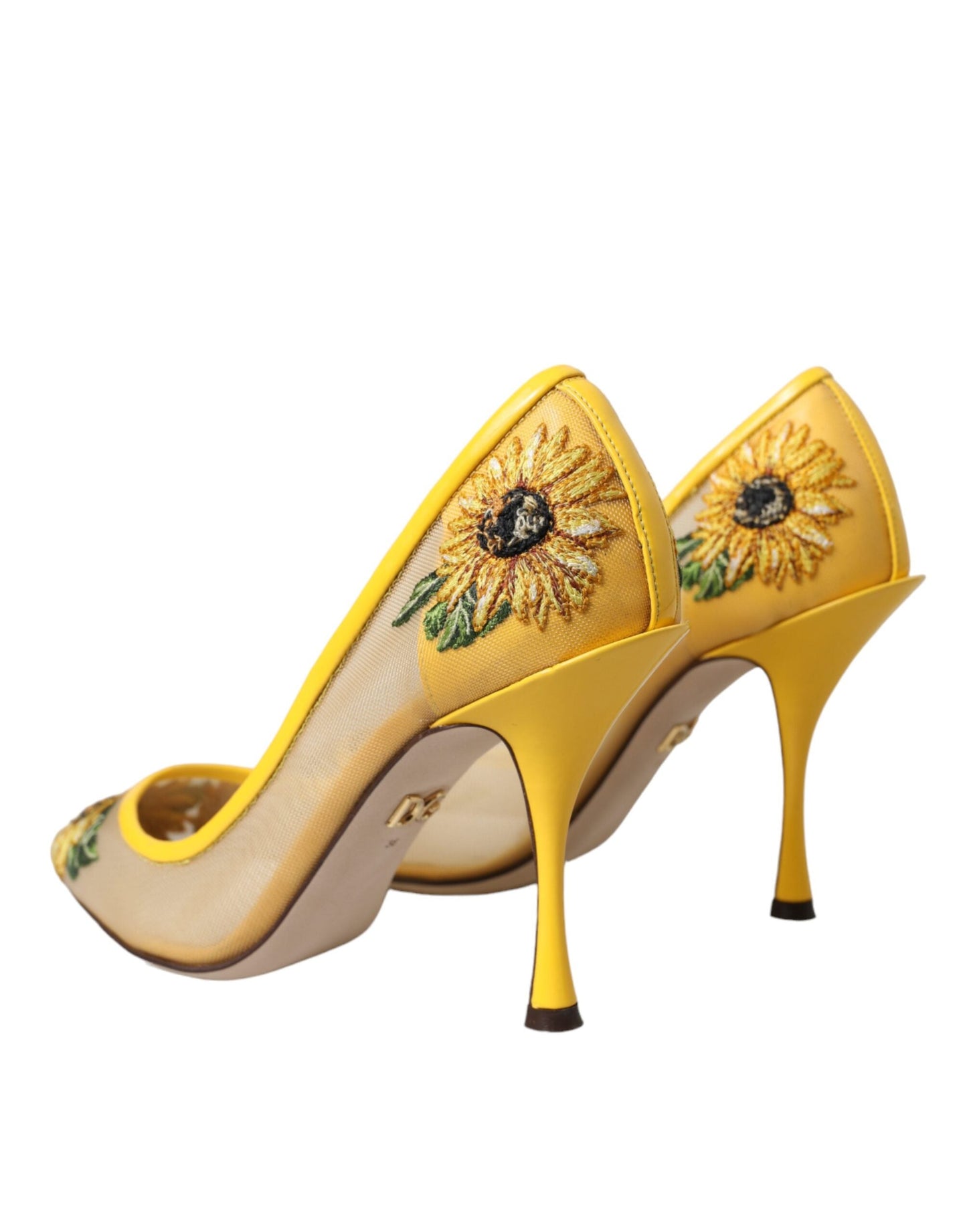 Dolce & Gabbana Yellow Sunflower Mesh Heels Pumps Shoes - EU36/US5.5