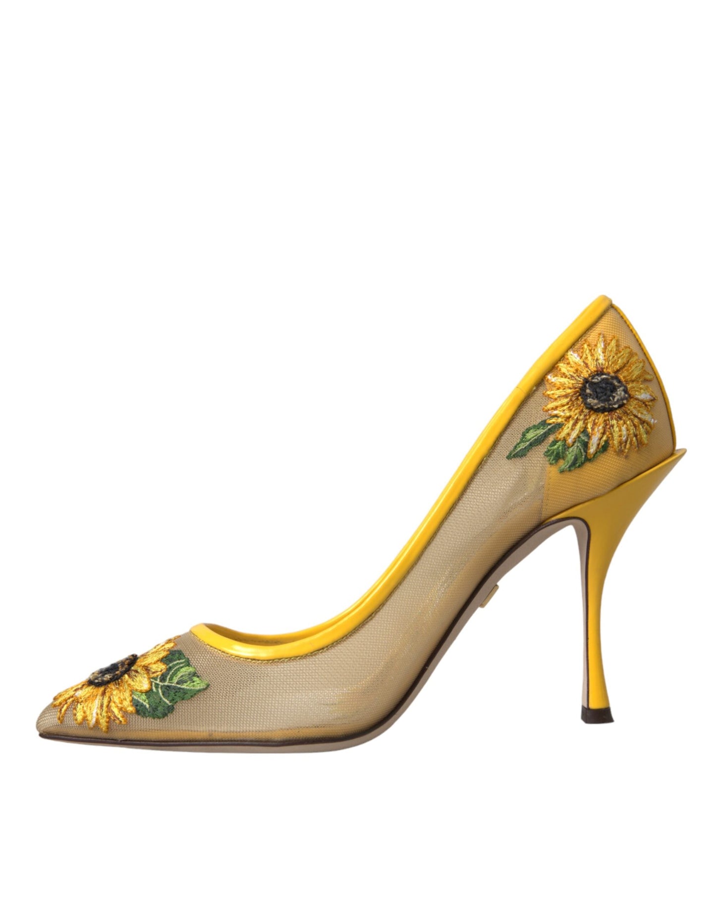 Dolce & Gabbana Yellow Sunflower Mesh Heels Pumps Shoes - EU36/US5.5