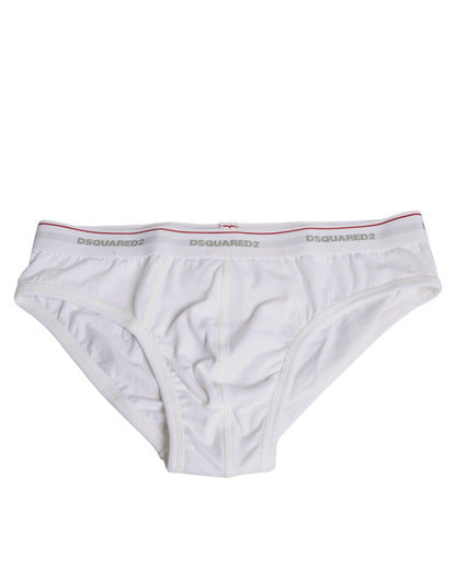 Dsquared² White Cotton Stretch Women Mid Waist Panty Underwear - IT3 | M