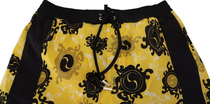 Dsquared² Yellow Black Printed Nylon Beachwear Shorts Swimwear - IT48 | M