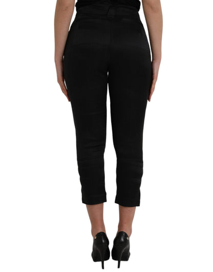 Ermanno Scervino Black High Waist Capri Cropped Pants - IT42|M