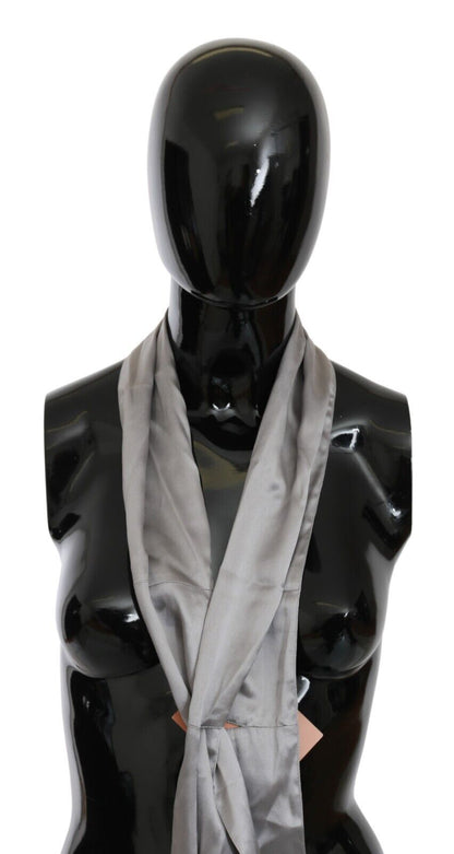 Ermanno Scervino Sleek Silver Silk Neck Scarf for