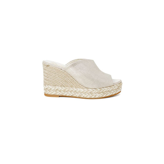 Espadrilles Gold Leather Upper Jute Midsole Rubber Outsole Platforms & Wedge - EU40/US10