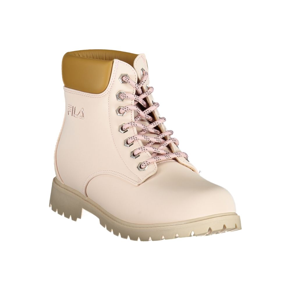 Fila Chic Pink Lace-Up Boots with Embroidery Details - EU37/US7